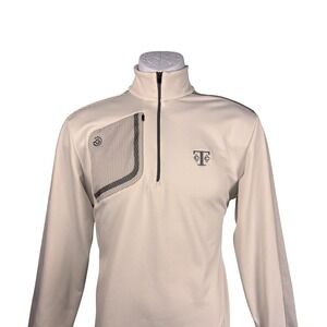Galvin‎ Green Mens 1/4 Zip Dwight Golf Pullover Cream White Textured Mid Layer M